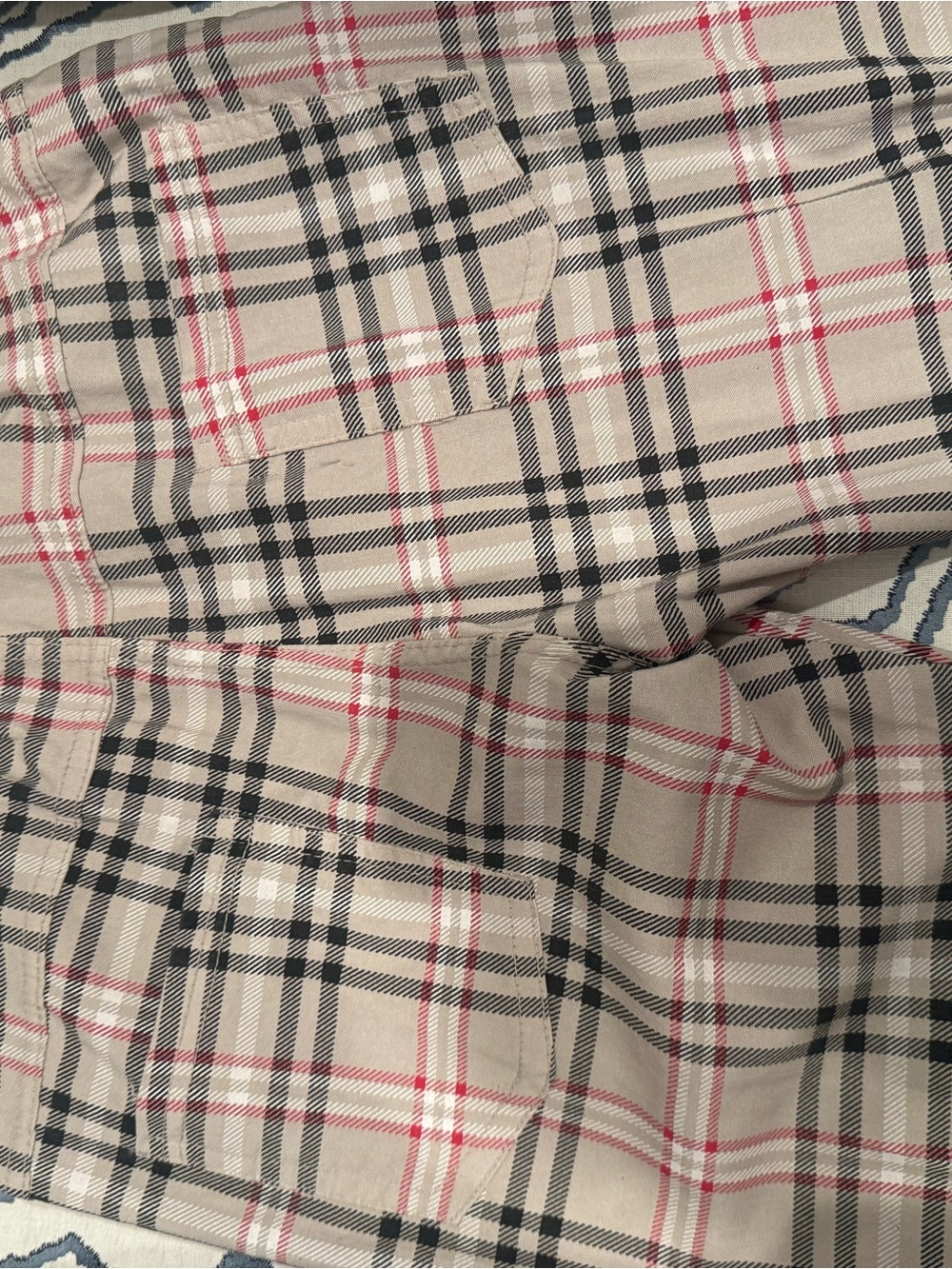envy Beige Plaid Pants with Black and Red Accents